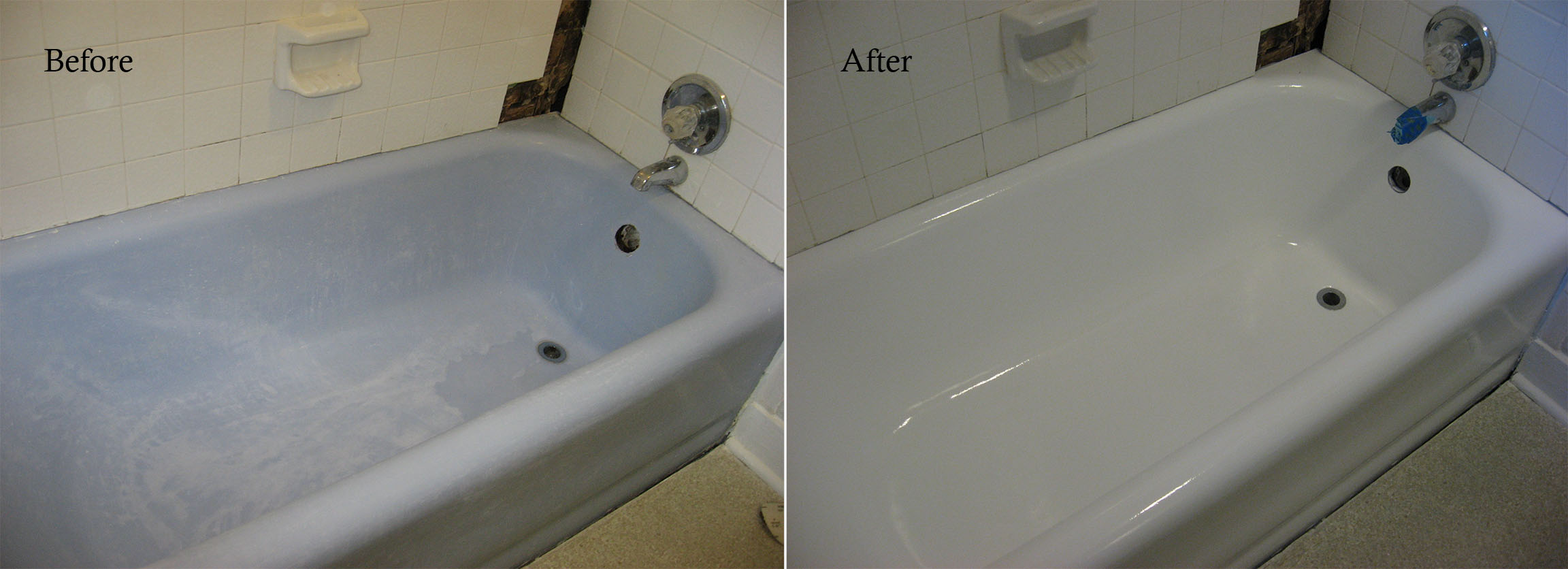 Blue cast iron tub refinish